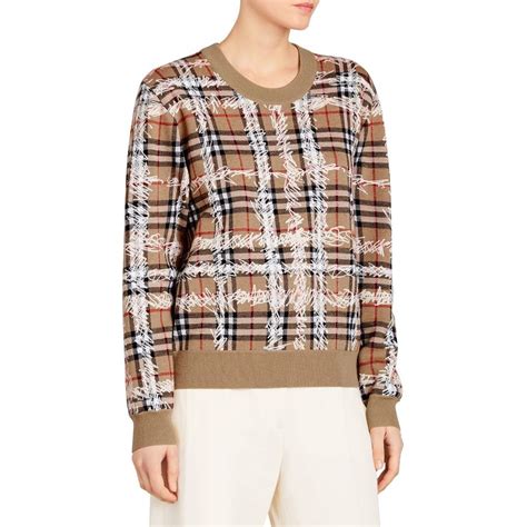 burberry scribble check merino wool sweater|check wool cashmere sweater.